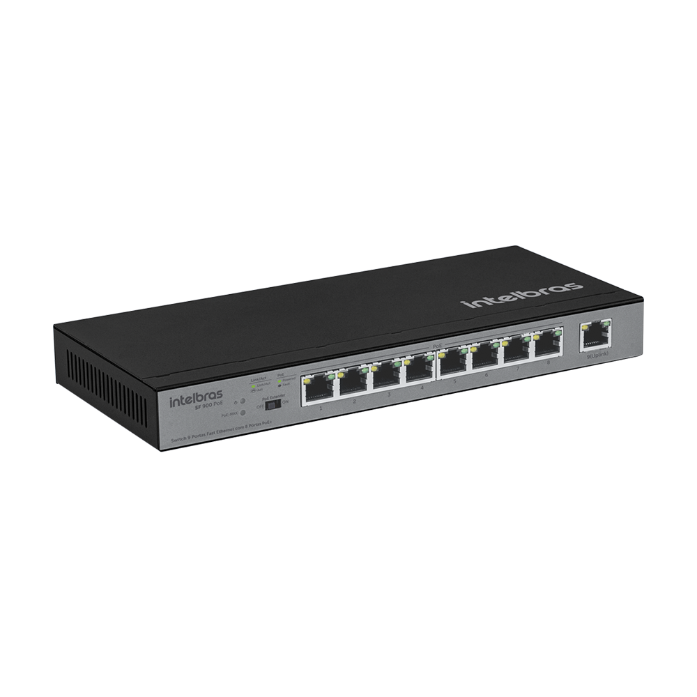 SF 900 PoE - Switch 9 portas Fast Ethernet com 8 portas PoE+