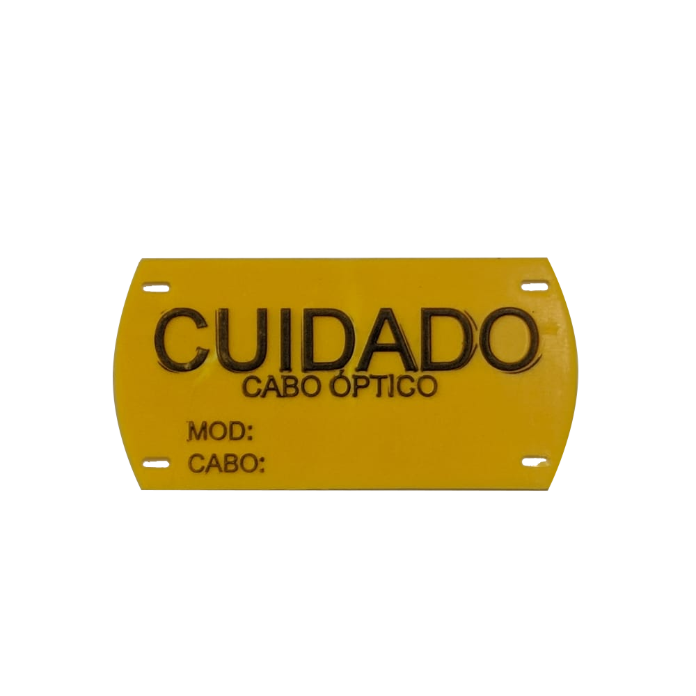 Etiqueta de Advertência "CUIDADO CABO ÓPTICO"