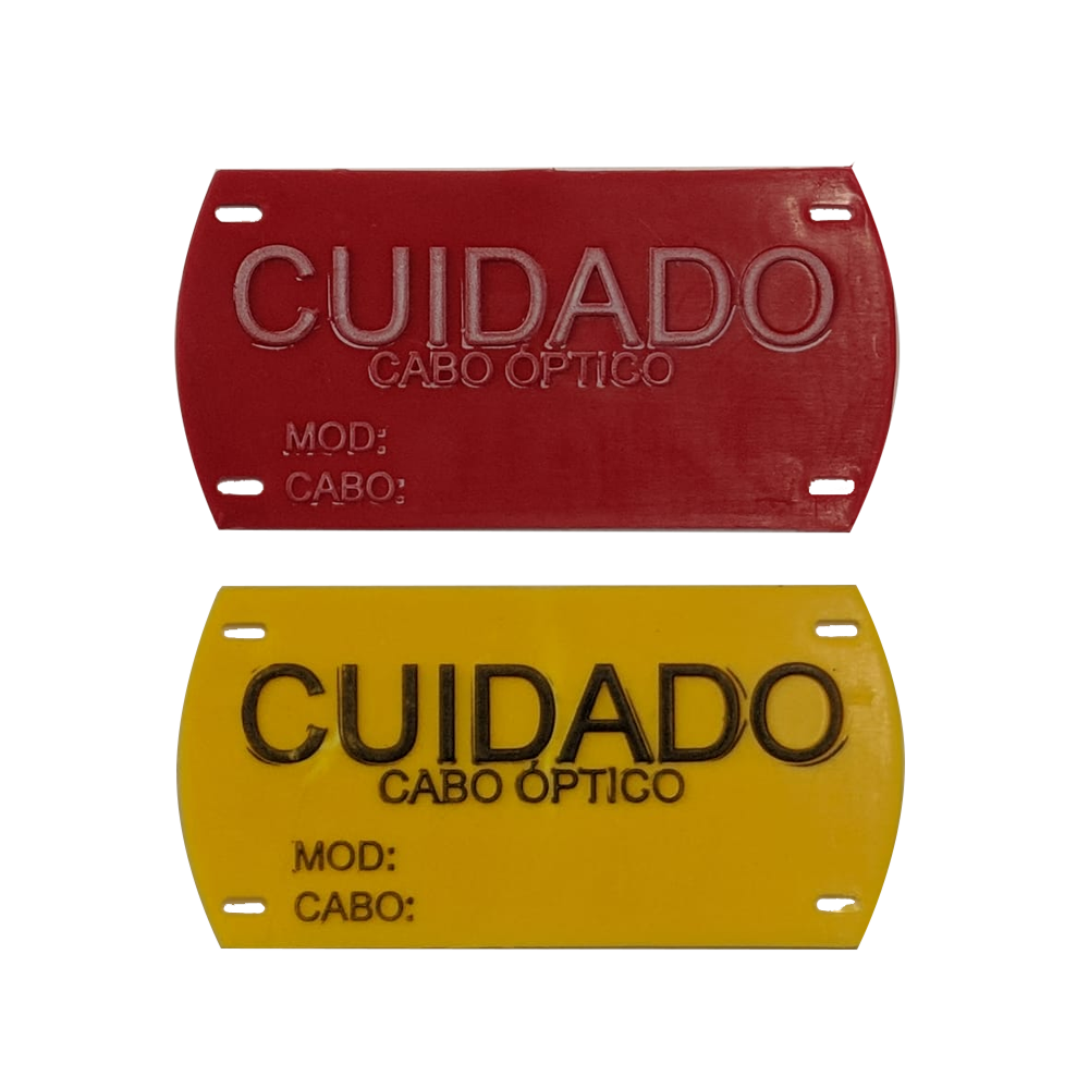 Etiqueta de Advertência "CUIDADO CABO ÓPTICO"